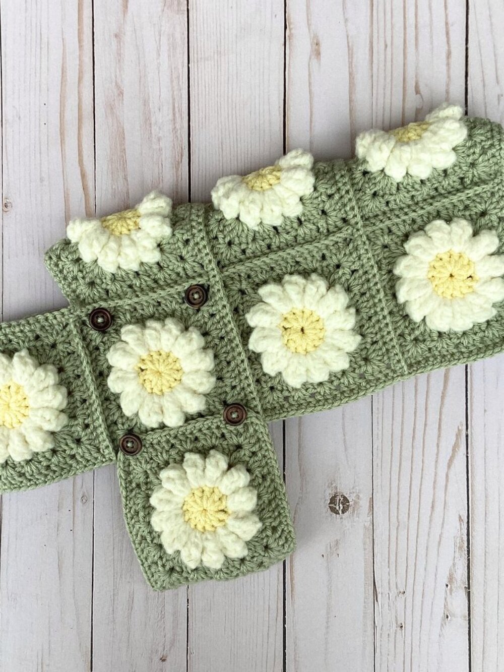 Handmade Crocheted Dog Coat with Daisy Flowers (Size Small/Medium)